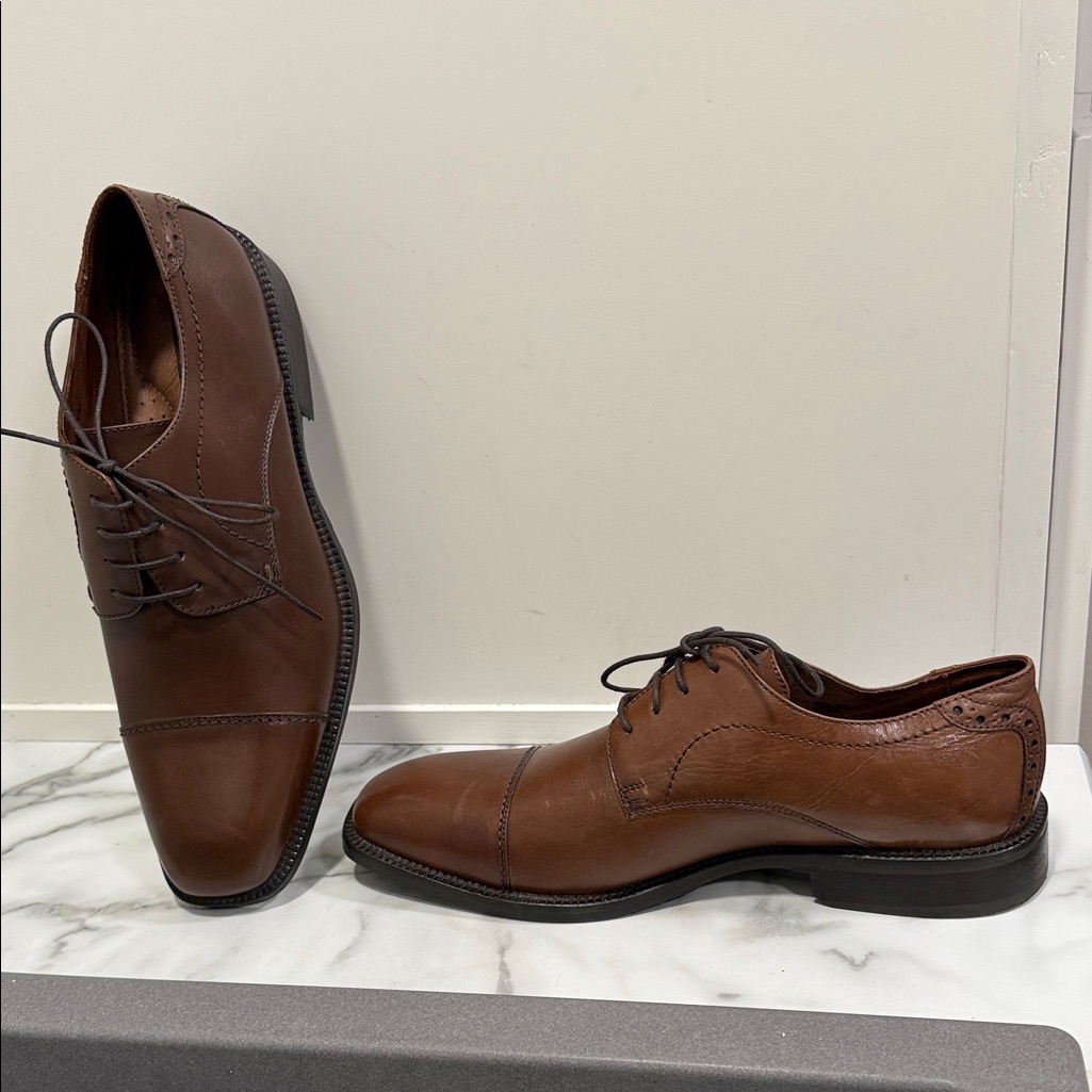 Tasso Elba Men's Choate Cap-Toe Oxfords In Brown Leather Size 9.5